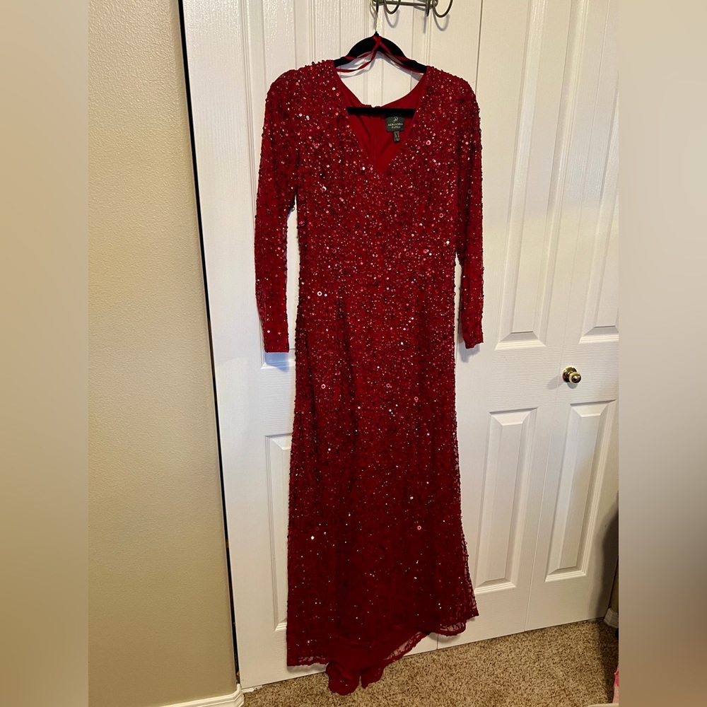 Adrianna Papell red sequin formal dress
